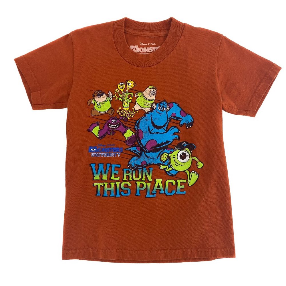 DISNEY • PIXAR Monsters University "We Run This Place" Orange T-Shirt Size 5/6
